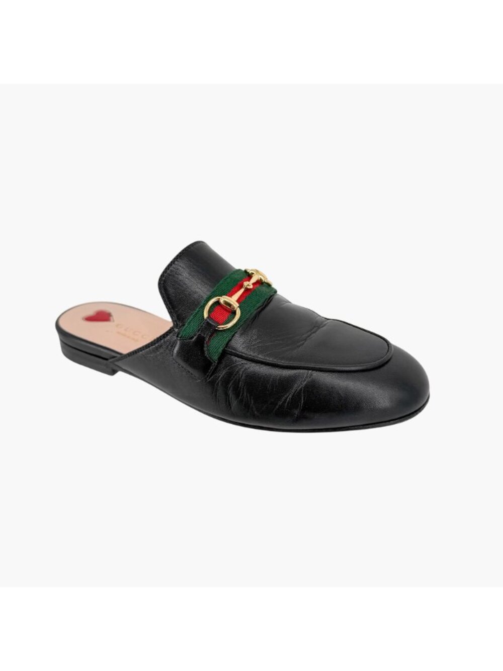 Gucci Princetown Black Leather Web Stripe Horsebit Mules Size 36.5 US 6.5 Women - Picture 10 of 15